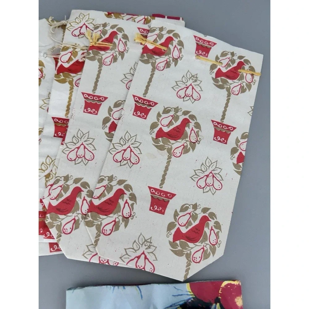 Vintage Christmas CHADWICK MILLER Small Drawstring Paper Gift Treat BAGS